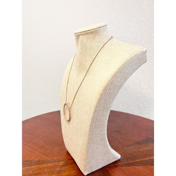 Vintage Alexis Bittar Rose Gold Crystal Encrusted Oval Pendant Necklace - Picture 2 of 5